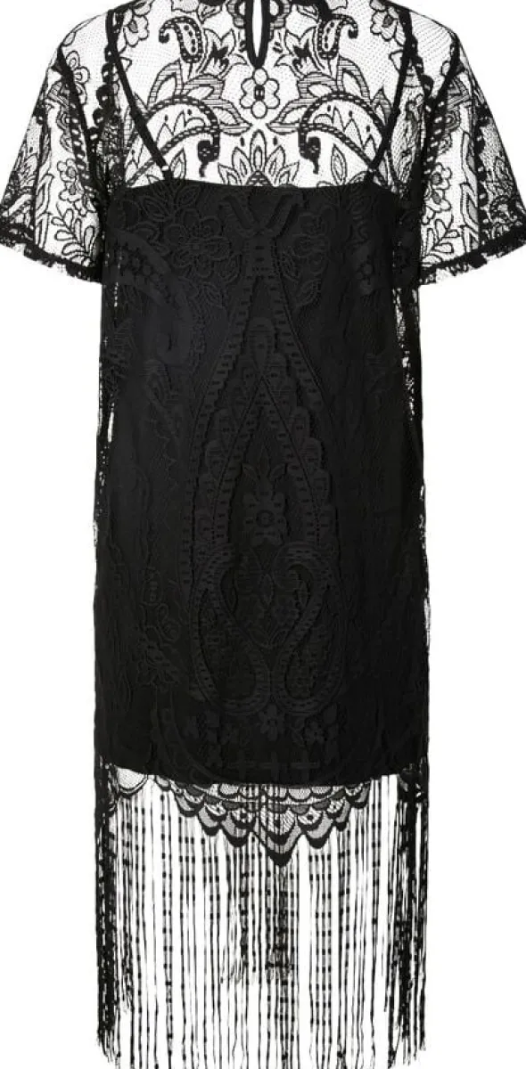 PCCLAIR SS SHORT LACE TASSELS DRESS