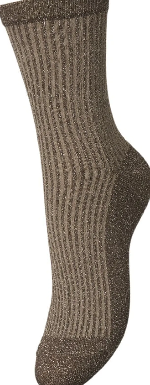 PCSEBBY GLITTER LONG STRIPE SOCKS N