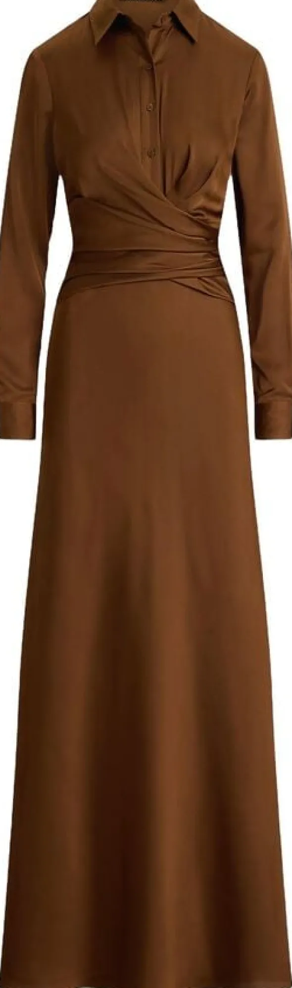 Pleated Button-Up Charmeuse Gown