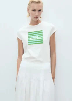 Printed cotton-blend t-shirt