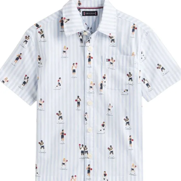 Print Ithaca Stripe Short Sleeve Oxford Shirt