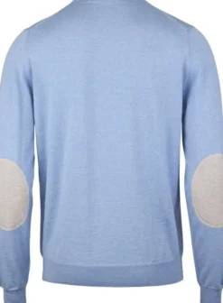 Pullover Knitted Crew Neck With Patch Merino Wool