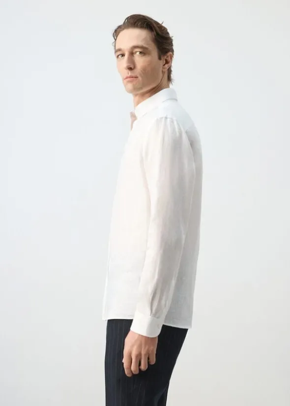 Regular-fit 100% linen shirt