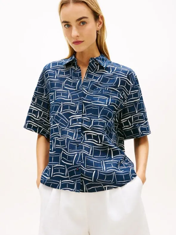 Relaxed Fit Pure Linen Short Sleeve Shirt