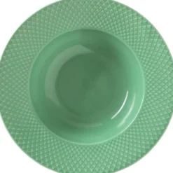 Rhombe Dyb tallerken Ø24,5 cm grøn porcelæn