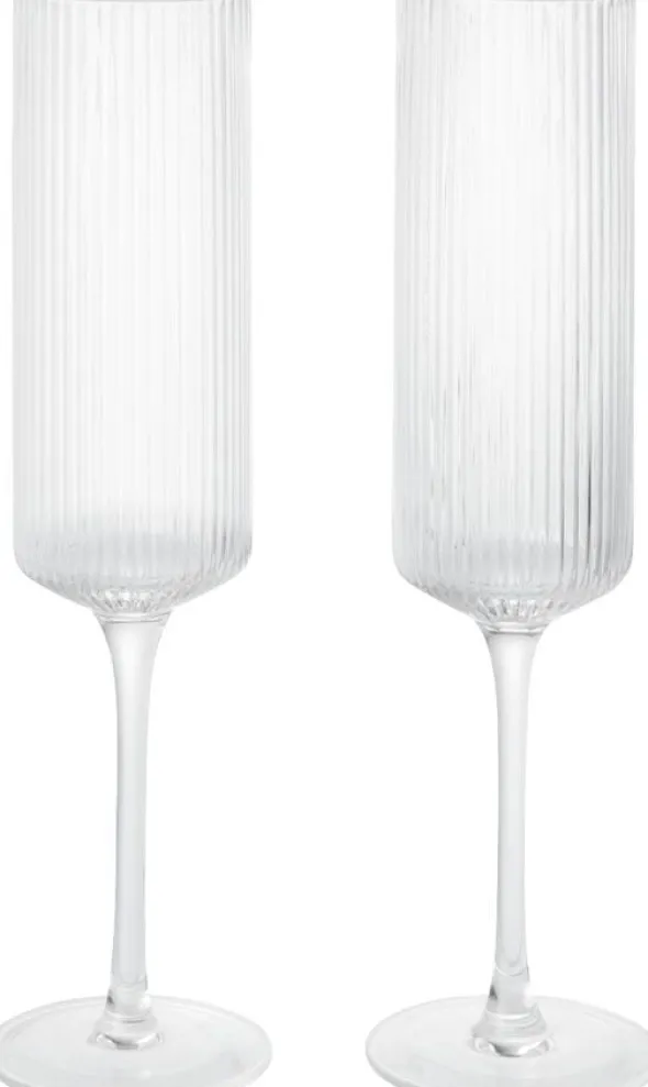 Ripple Champagne Flutes - Set of 2 - Clear
