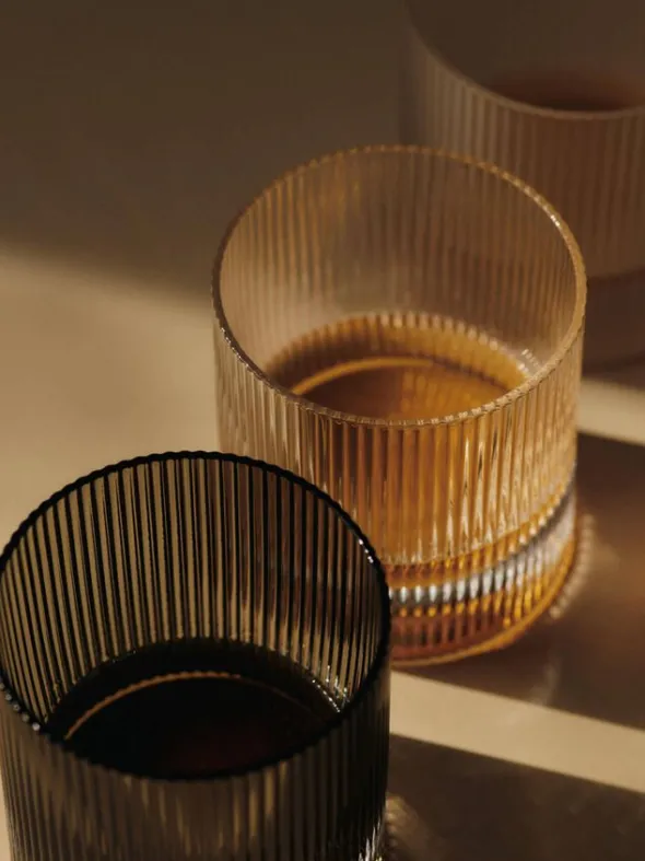 Ripple Tumbler Glasses - Set of 2 - Smoked Grey