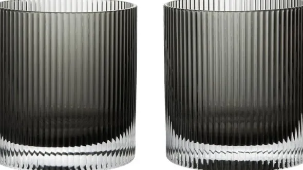 Ripple Tumbler Glasses - Set of 2 - Smoked Grey