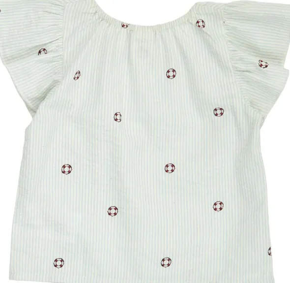 Seersucker stripe frill s/s T baby