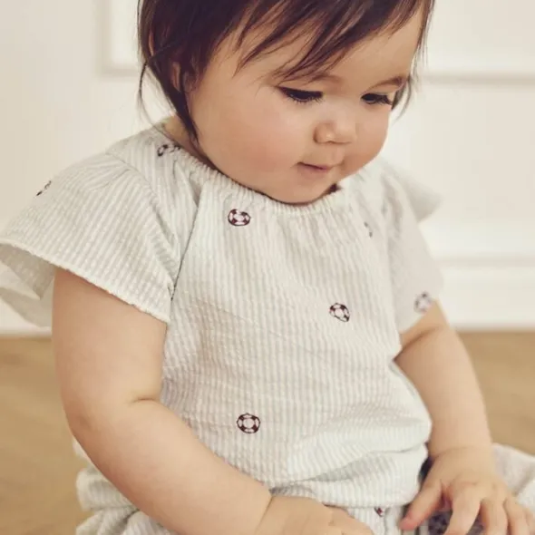 Seersucker stripe frill s/s T baby