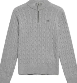 Shield Cotton Cable Half Zip Sweater