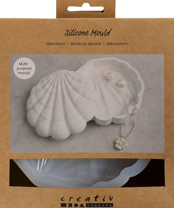 Silikoneform, Musling, H: 3 cm, L: 13,2 cm, B: 13,3 cm.