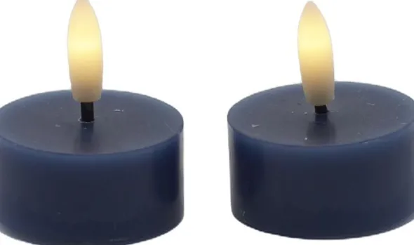 Sille Fyrfadslys 2 stk. sæt, Ø4,5XH2,2cm, Deep Ocean