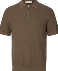 SLHCRAN SS KNIT STRUCTURE ZIP POLO