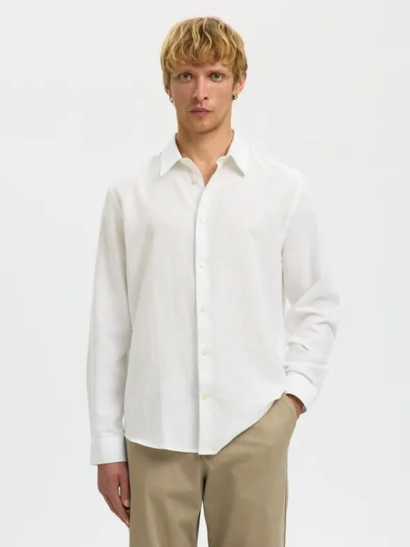 SLHREGCLAY LINENBLEND LS SHIRT CLA