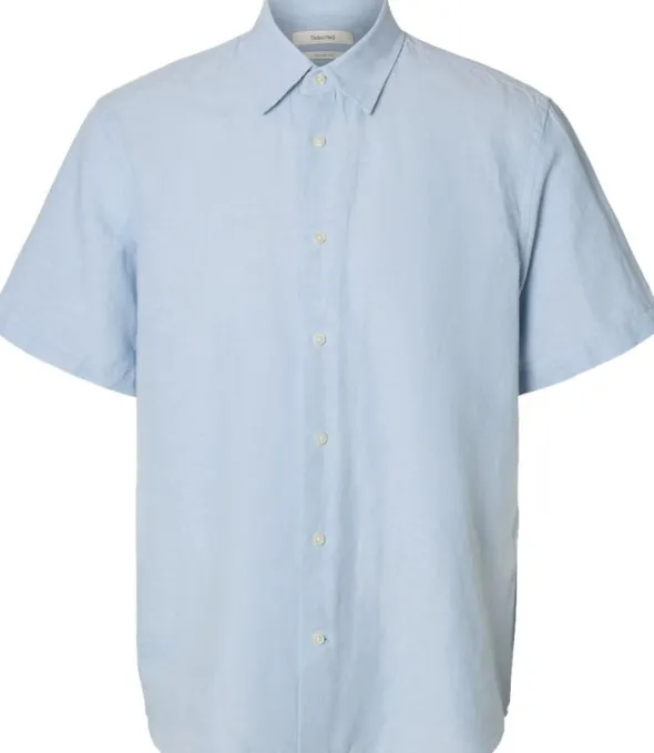 SLHREGCLAY LINENBLEND SS SHIRT CLA