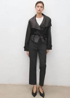 Slim cropped pinstripe trousers