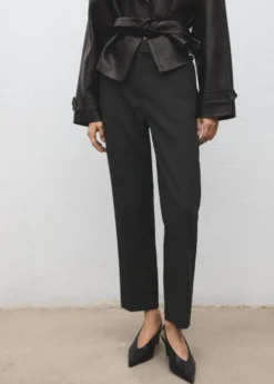 Slim cropped pinstripe trousers