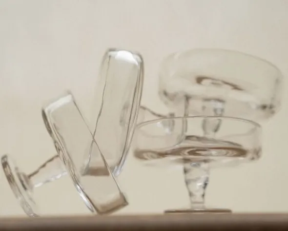 0405 Stem Glass Set of Two | Clear | Wide