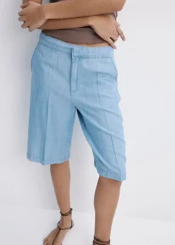 Straight low-rise denim Bermuda sho