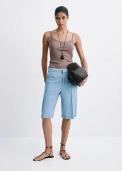 Straight low-rise denim Bermuda sho