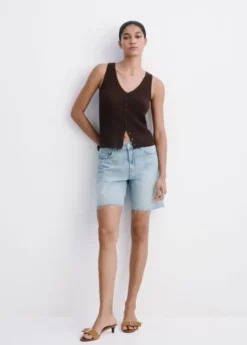 Straight low-rise denim Bermuda sho