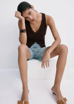 Straight low-rise denim Bermuda sho