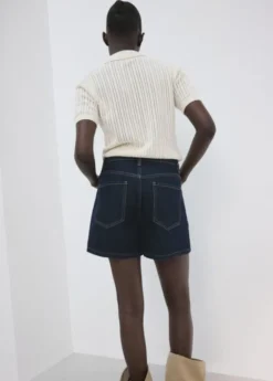 Straight mid-rise denim shorts