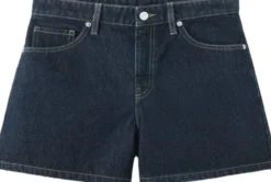 Straight mid-rise denim shorts