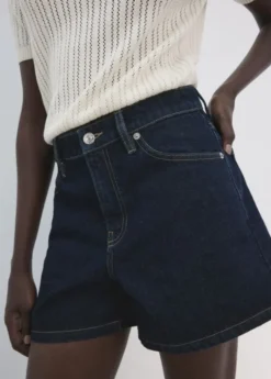 Straight mid-rise denim shorts