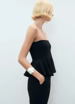 Strapless peplum top