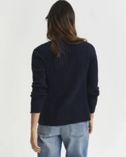 STRETCH COTTON CABLE CARDIGAN