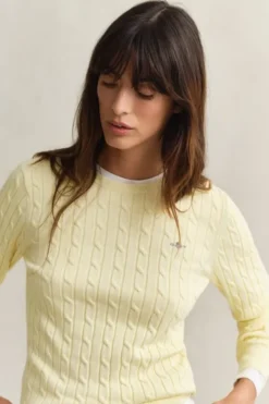STRETCH COTTON CABLE C-NECK