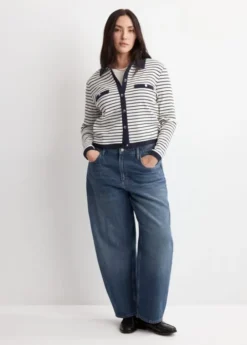 Striped cardigan with jewel buttons