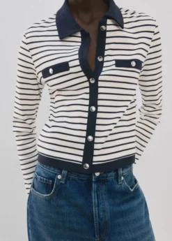 Striped cardigan with jewel buttons