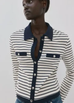 Striped cardigan with jewel buttons