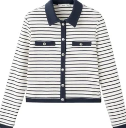 Striped cardigan with jewel buttons