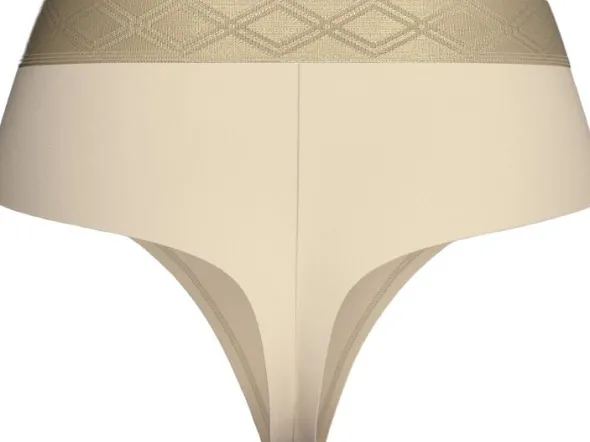 Thong with elastic waistband