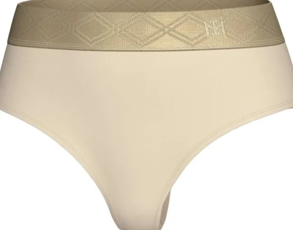 Thong with elastic waistband