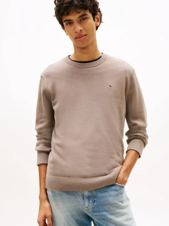 Tommy Flag Embroidery Lightweight Slim Jumper