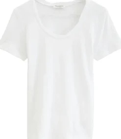T-shirt, deep round neck twisted
