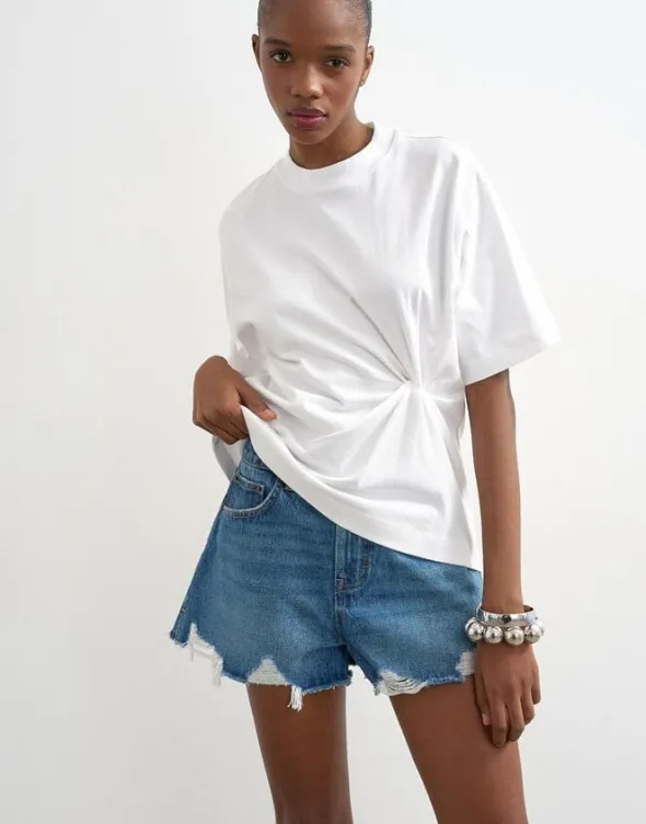TSOLIVIA DISTRESSED DENIM SHORTS DN