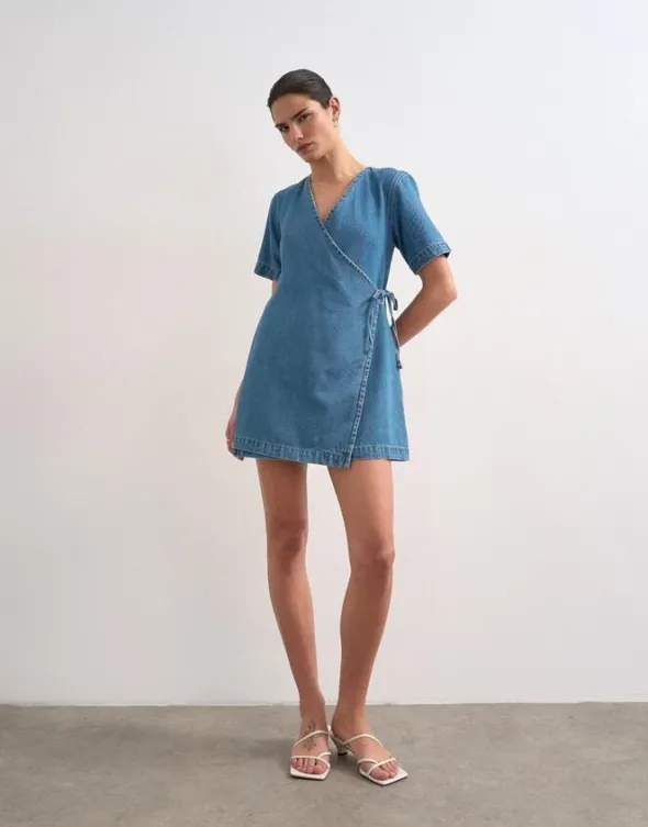 TSSOPHIE SS MINI DNM WRAP DRESS