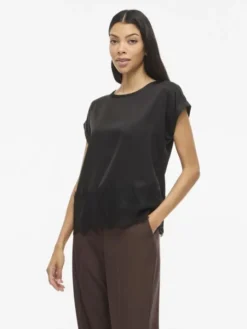 VIELLETTE S/S FULL SATIN LACE TOP -