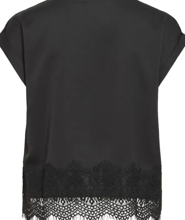 VIELLETTE S/S FULL SATIN LACE TOP -