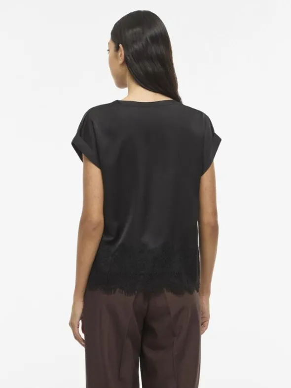 VIELLETTE S/S FULL SATIN LACE TOP -