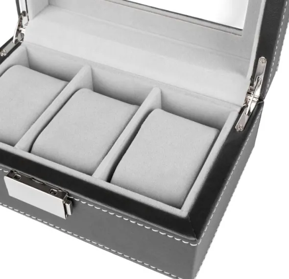 Watch Box 3 Watches Black Synthetic