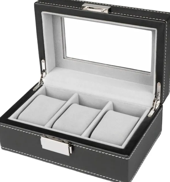 Watch Box 3 Watches Black Synthetic