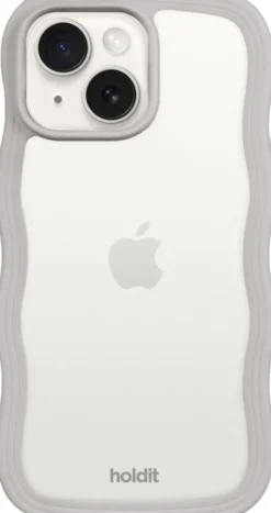 Wavy Case iPhone 16e/15/14/13 Wool Gray/Transparent