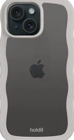 Wavy Case iPhone 16e/15/14/13 Wool Gray/Transparent